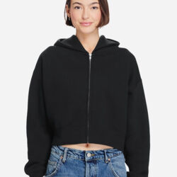 Women's Relaxed Cropped Full-Zip Hoodie Sweatshirt Thumbnail